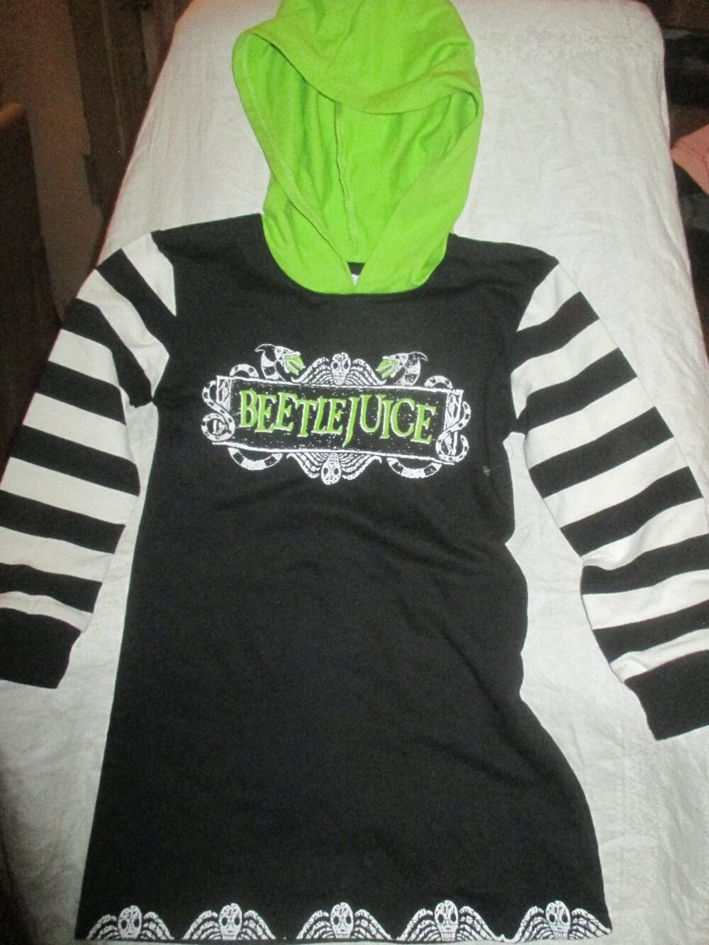 Beetlejuice Halloween Cosplay Hoodie Dress with Long Sleeves Size small 6-6X